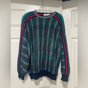 VNTG Unisex‎ Coogi Style Knit Multicolored Grandma’s Grandpa Oversized Sweater